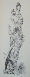 la mante religieuse 1961-pointe seche 52x18cm
